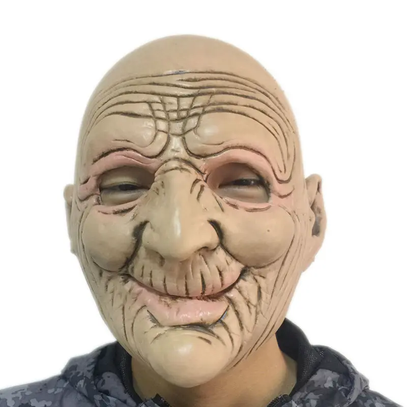 

Halloween Funny Smiling Old Man Latex Mask Realistic Old People Full Face Rubber Masks Masquerade Cosplay Props Adults Size