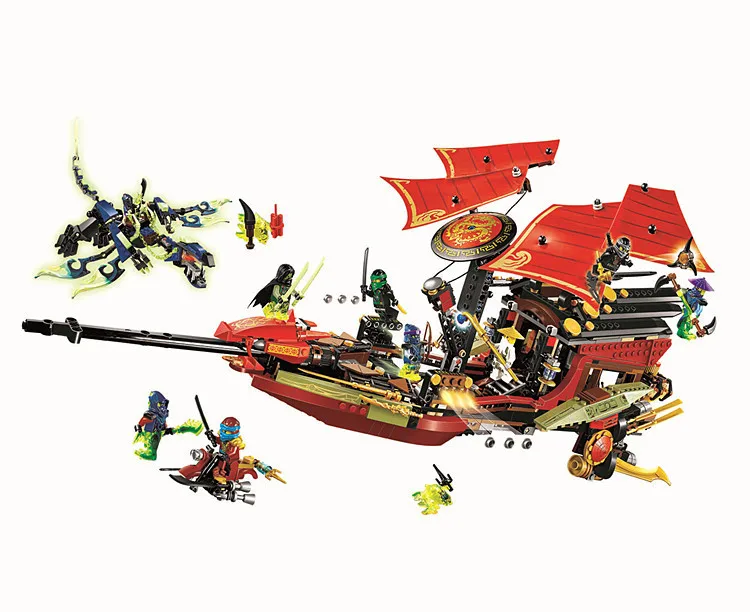 

gifts 1265pcs Phantom Final Flight Of Destiny's Bounty Ninjagoe Thunder Swordsman Building Blocks Bricks Toys Compatible Legoe