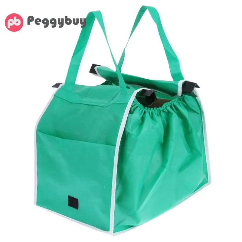 Большая тележка Клип В корзину сумки для покупок супермаркет легко использовать тележка Зеленая Ткань Сумка Портативные складные сумки