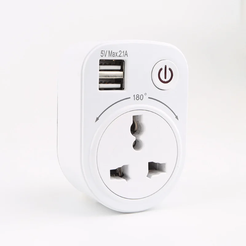 Электрический адаптер зарядного устройства с двойным USB 5V 2.1A штепсельная вилка европейского стандарта интеллигентая(ый) подключаемого модуля розетки зарядки Мощность переключатель клеммной колодкой Универсальная