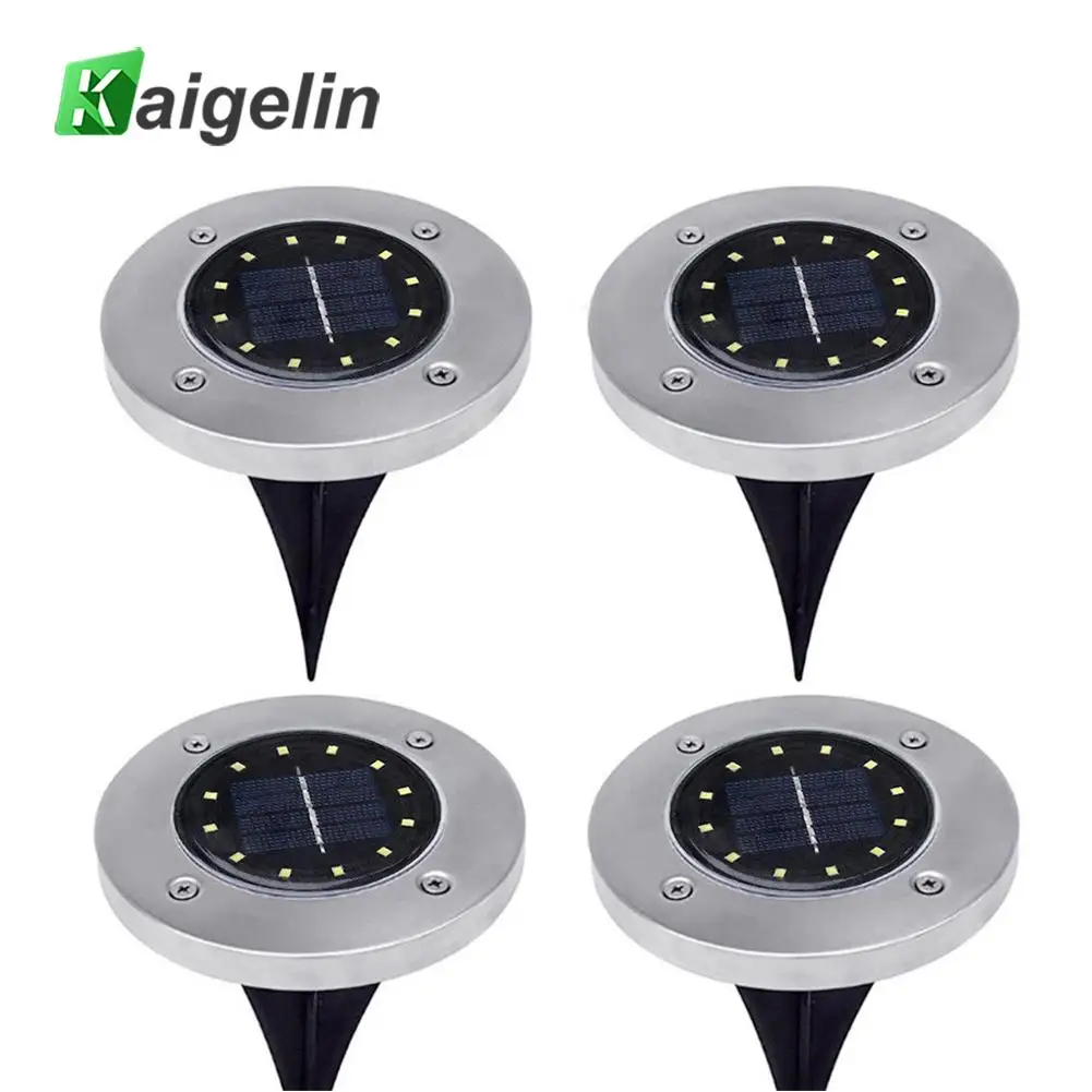 Kopen 4 stks 12 LEDs Solar LED Dek Licht Grond Vlekken Licht Tuin StepLight Outdoor LED Spotlight Zonne verlichting Voor Tuin decoratie