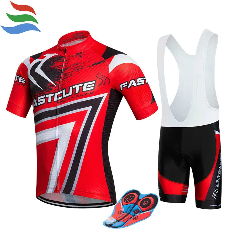 

FASTCUTE Cycling Jersey set 2017 100% polyester bike gel maillot ciclismo men mtb cycling clothing #63