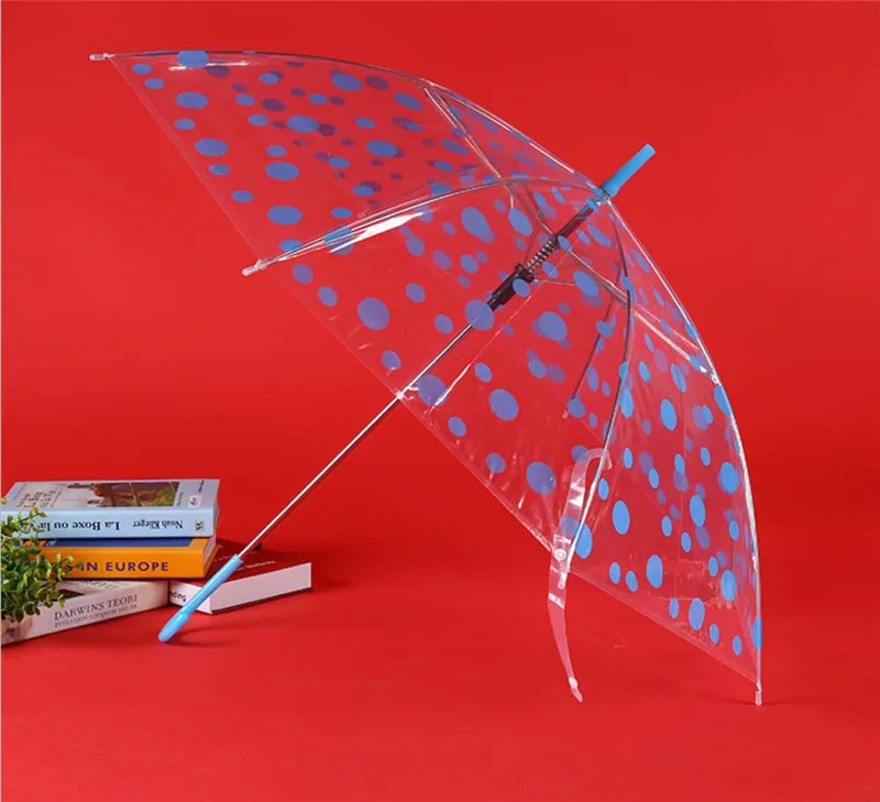 

New Colored Transparent Dots Pattern Rain Umbrella Women Romantic Folding Umbrella Long Handle Fashion Automatic Umbrella