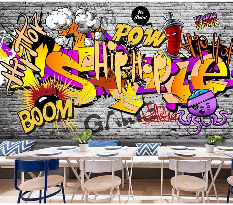 Фото обои 3D уличные граффити Фреска KTV бар фон настенная живопись Ресторан современные креативные обои для стен 3 D
