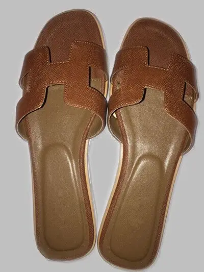 Summer black or white h ladies sandals ladies luxury designer sandals real cowhide shoes flat shoes slippers women fashiona 