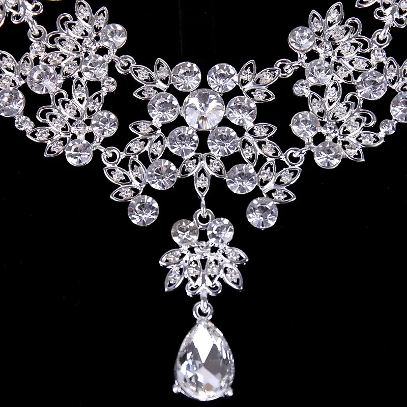Youfir Свадебный австрийский кристалл ожерелье и серьги ювелирный набор подарки подходят к свадебному платью