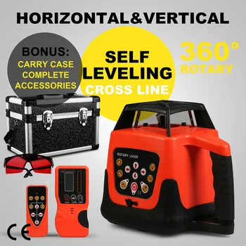 

REMOTE CONTROL ROTARY RED LASER LEVEL + TRIPOD + STAFF POSITIONING ELECTRONIC VIALS CROSS LINE SELF LEVELING 360 DEGREE