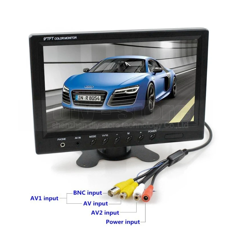 Diysecur 9 дюймов TFT ЖК-дисплей Мониторы Дисплей видеонаблюдения Мониторы с BNC/AV Вход Дистанционное управление DVD VCR