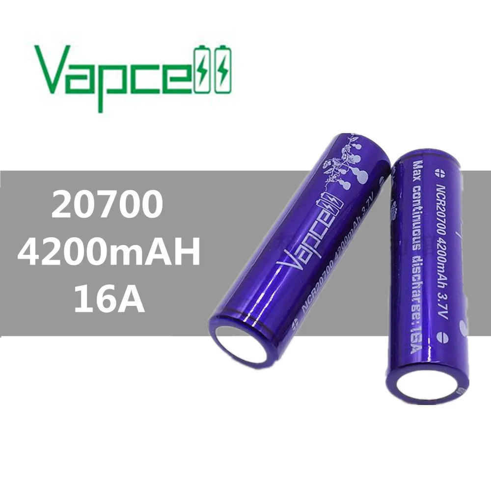 4 шт. VAPCELL INR20700 4200 мАч 20700 литиевая аккумуляторная батарея 16 А высокой мощности 3 7 в