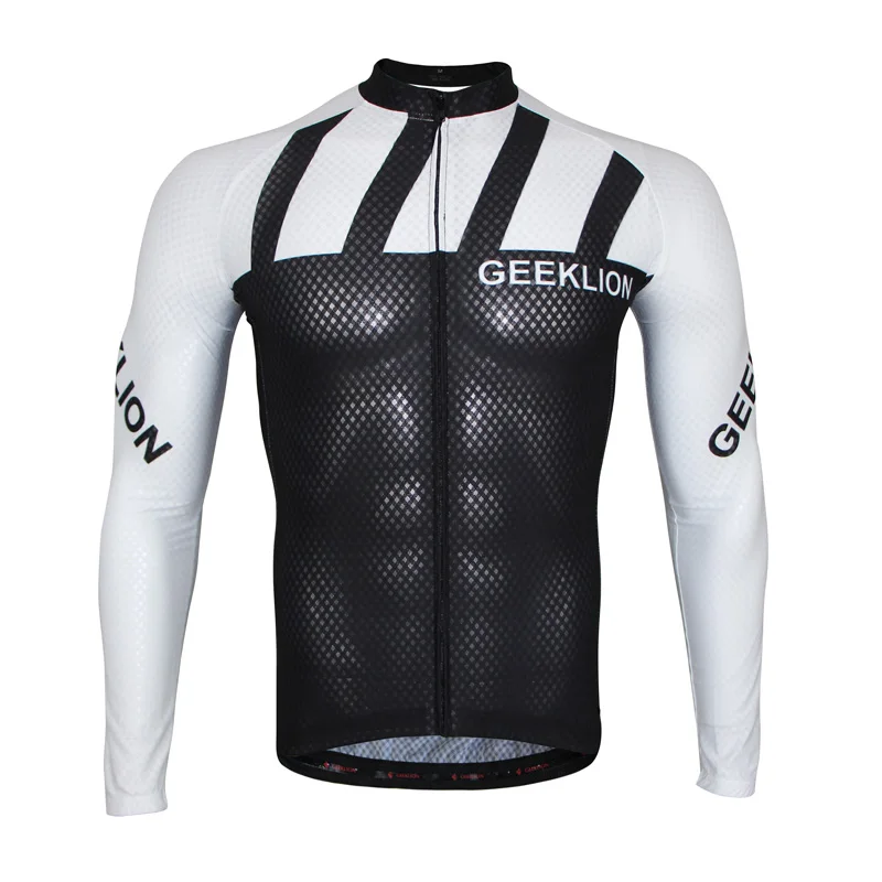 Открытый Спорт Geeklion Велоспорт Джерси с длинным рукавом Осень MTB велосипед дышащая велосипедная одежда - Цвет: Черный