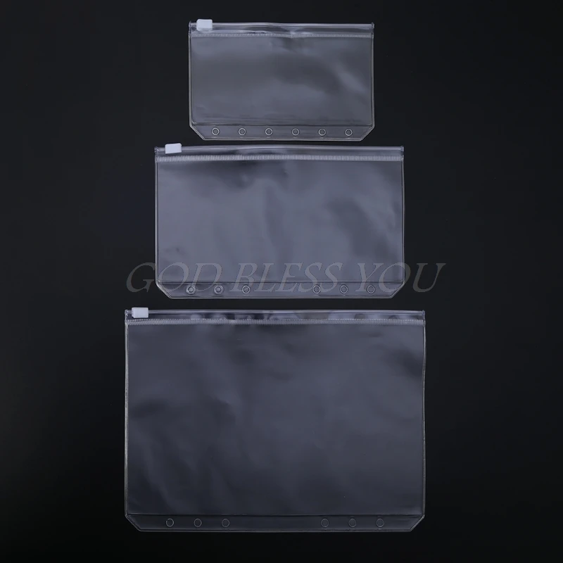 

Clear PVC Storage Bag Pouch For Notebook Diary Day Planner Zipper Business Cards