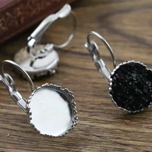 Не выцветает) 12 мм 10 шт. нержавеющая сталь Корона Французский рычаг задняя серьги пустой/база, подходит 12 мм Стеклянные Кабошоны, пуговицы(L3-24