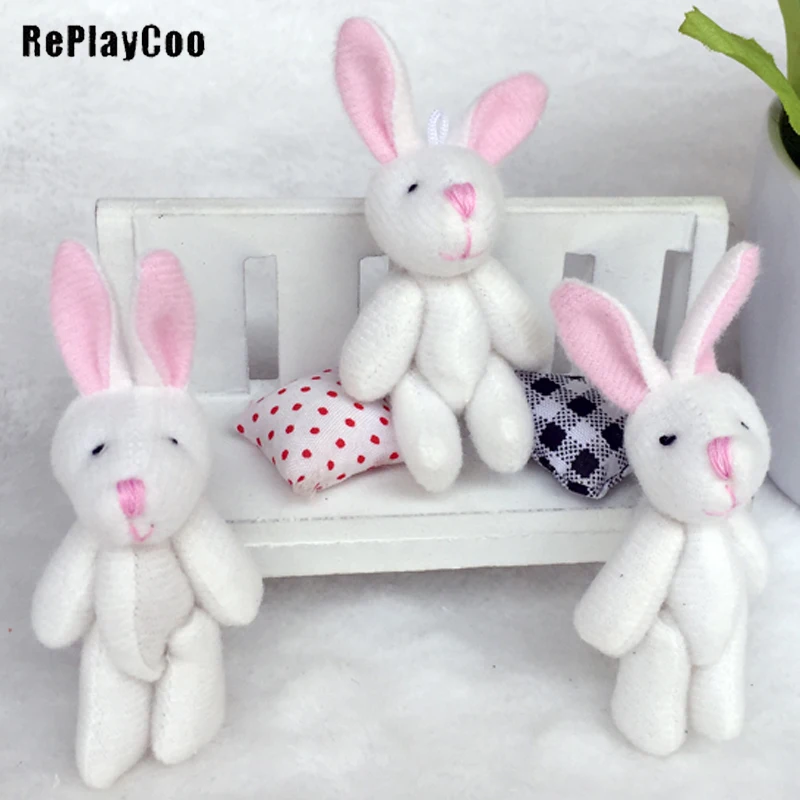 

100Pcs/Lot Mini rabbit Stuffed Plush Toys 8cm Small rabbit Stuffed with bow tieToys pelucia Pendant Kids Birthday Gift GMR076