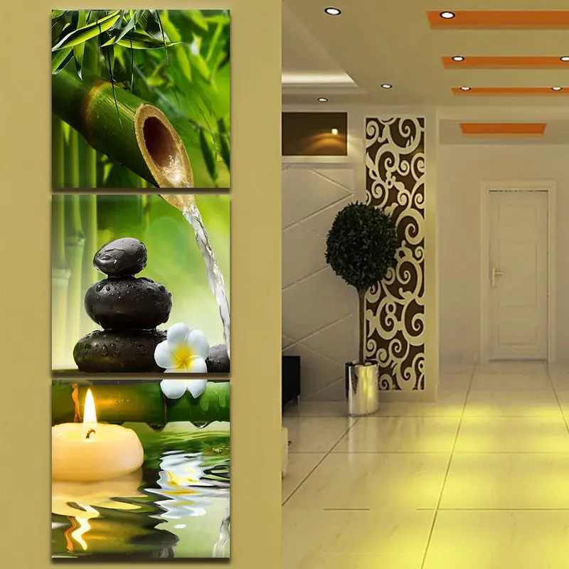 HD Printed 3 Piece Canvas Art Buddha Orchid Zen Painting Wall Art Picture for Home Decor