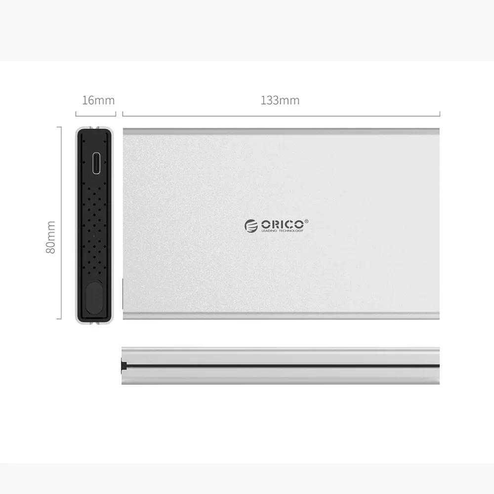 Корпус для жесткого диска ORICO 2 5 дюйма SATA на Type C алюминиевый сплав Mac Linux Windows USB3.0 3