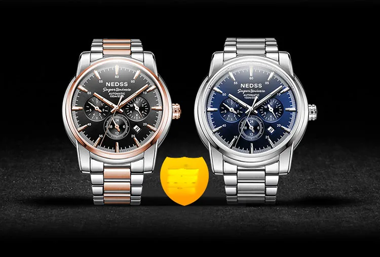 Роскошные брендовые механические наручные часы Тритий Светящиеся сапфировые кристаллы со стальным браслетом 100 м водонепроницаемые Relojes Hombre