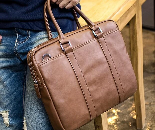 Business Briefcase Handbag Men  Leather Briefcase Bags Men - Leather Men's  Handbag - Aliexpress