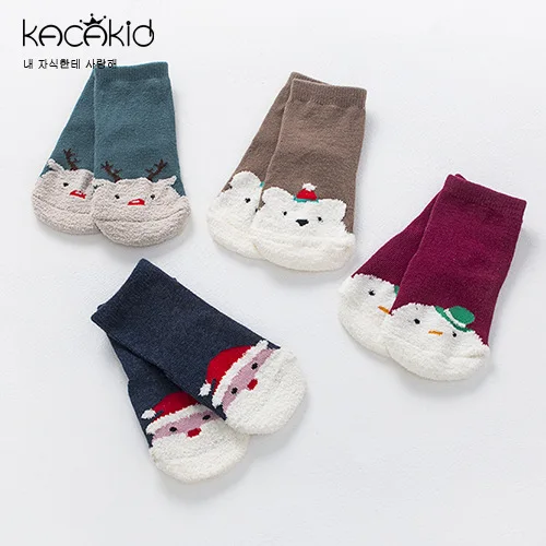 4PCS Kacakid 4 шт./компл. хлопок Детские носки дети Новогодние товары Носки для девочек детские Обувь для девочек мальчиков носки-тапочки для малышей и для новорожденных Детские хлопковые короткие теплые носки - Цвет: 4PCS