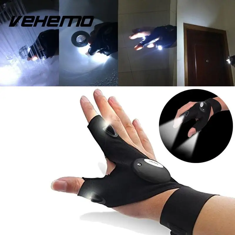 1 Pair LED Light Finger Lighting Gloves Auto Repair Outdoors Flashing Artifact U