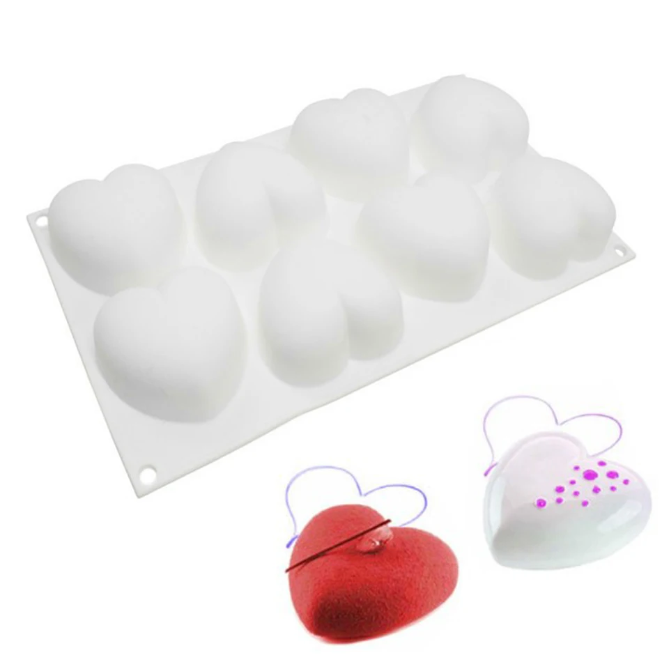 

TTLIFE Mousse Cake Mould 8 Holes Heart Silicone Molds For Cakes Mousse French Dessert Mold Pastry Baking Tools 2019