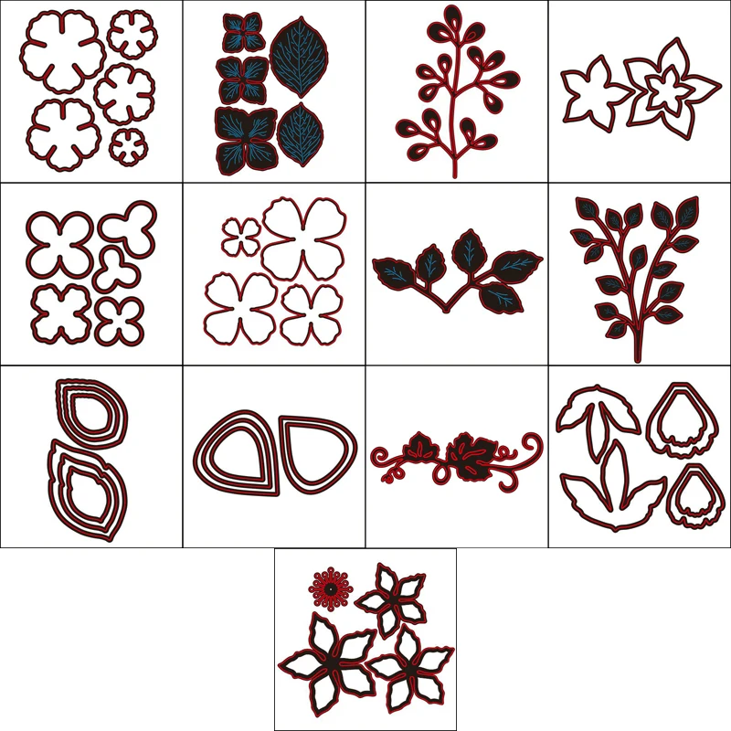 

Flower and leaf collection Metal Cutting Dies Craft Album Dies Scrapbooking New Dies Cut Embossing Stencils Paper Cards Making