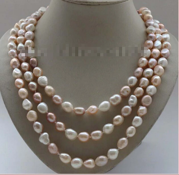 

Longest 64" Genuine Natural 12mm Multicolor Baroque Pearl Necklace #f2123!Noble style Natural Fine jewe fast SHIPPING