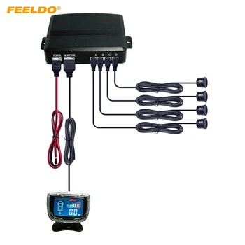 

FEELDO 1Set Waterproof Car Colorful Reversing Aid LCD Display 4-Sensor Reverse Backup Parking Sensor Radar Sysytem #CT-891