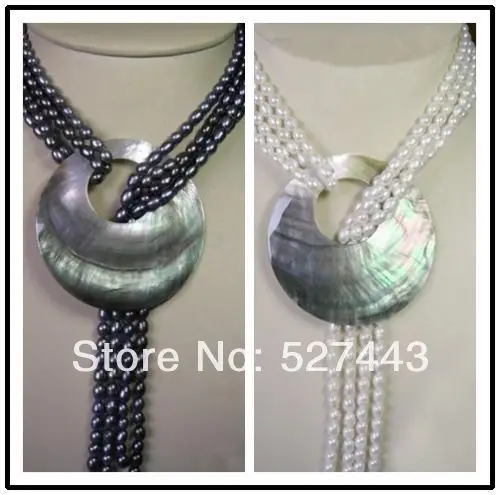 

Wholesale Details about Fashion 2 Strands 6-7mm Freshwater Pearl Rope Necklace Shell 48