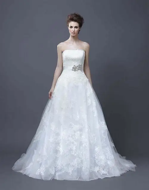 

free shipping 2014 new fashion vestidos de noiva casamento elegant sexy long lace wedding Dresses with removable belt ball gown