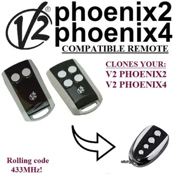 

V2 Phoenix 2, Phoenix 4 replacement remote control duplicator transmitter, 433,92Mhz CLONE