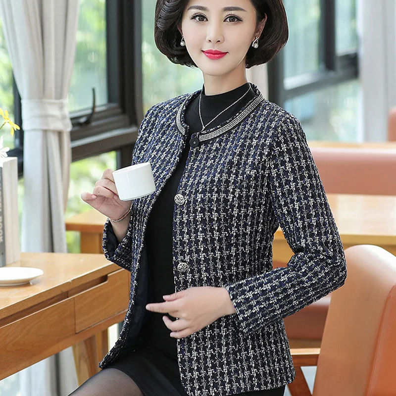 Весна Осень Женские блейзеры и куртки Blaser Chaquetas женские пальто Jaqueta Casaco Feminino Плюс Размер XL 5XL клетчатый женский блейзер