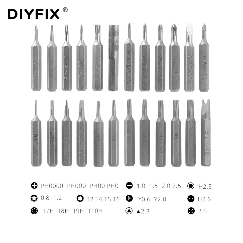 Набор прецизионных отверток DIYFIX с 24 магнитными отвертками для iPhone samsung xiaomi Phone Tablet Watch Repair Tools