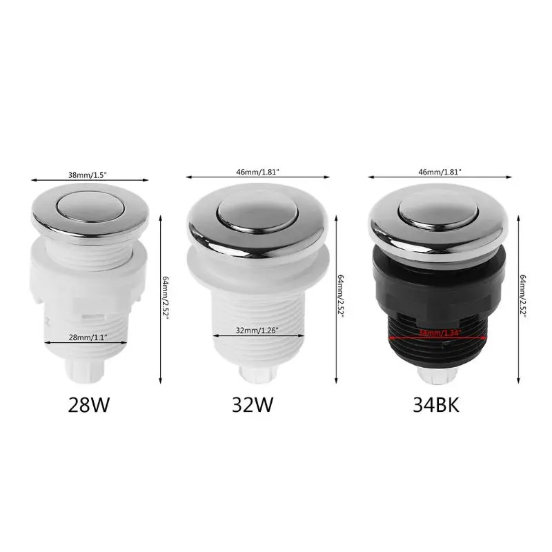 Air Switch On Off Push Button 28mm 32mm 34mm For Bathtub Spa Garbage Whirlpool Pneumatic Micro Switch Toggle Eletronic Home Kit