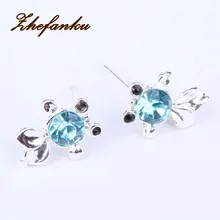 Charming Jewelry Gold Fish Shaped Crystal Rhinestones Inlaid Woman Earrings Color Gold Silver Color EAR-0630