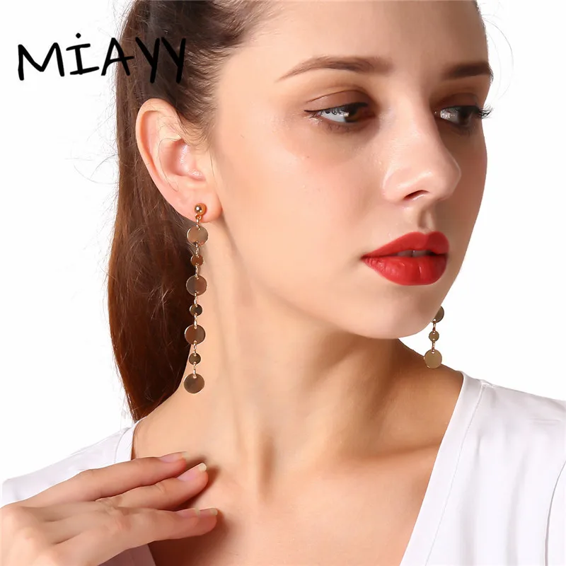 

Fashion Dangle Earrings Round Sequins Earrings Trendy Bohemia Tassel Style Gold Color Earrings Jewelry For Women Wedding Party