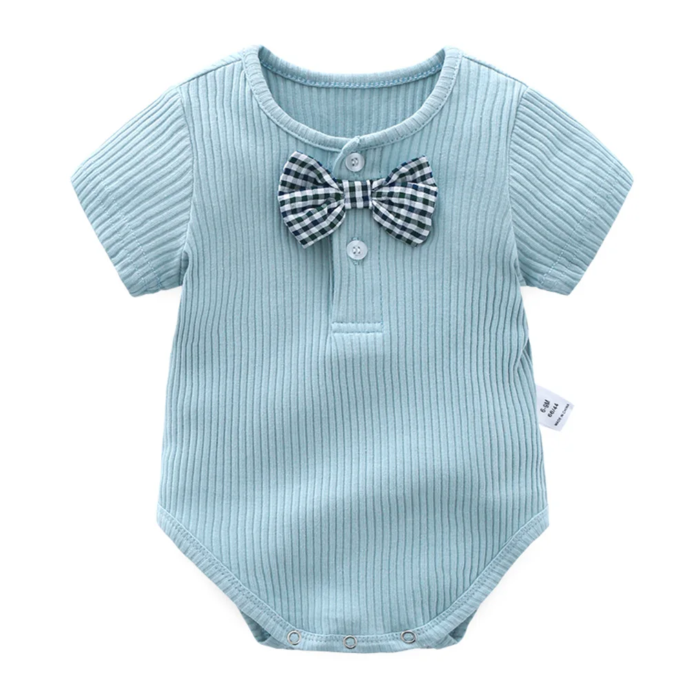 Romper 4 Летний короткий комбинезон для малышей с бантом и оборками; Однотонный цветной хлопковый комбинезон с треугольным вырезом; удобная одежда из ткани для малышей - Цвет: Romper 4
