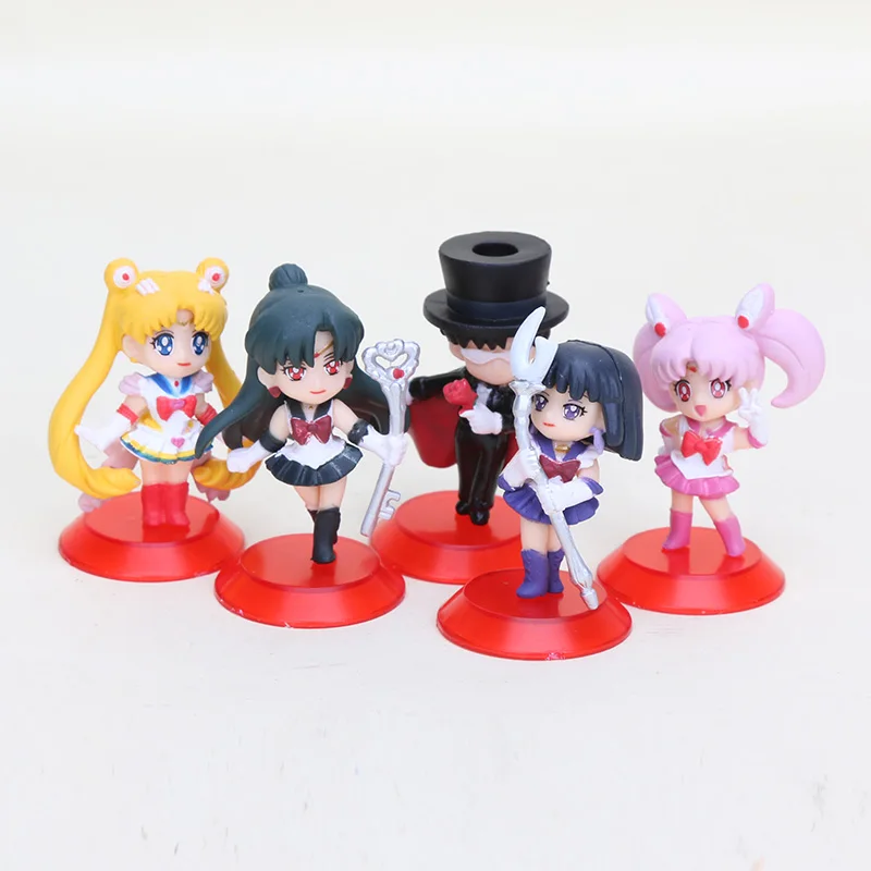 

5pcs/lot Sailor Moon PVC Figure Tsukino Usagi Mars Sailor Mizuno Ami Chiba Mamoru mini Figures Doll for Girls 5cm