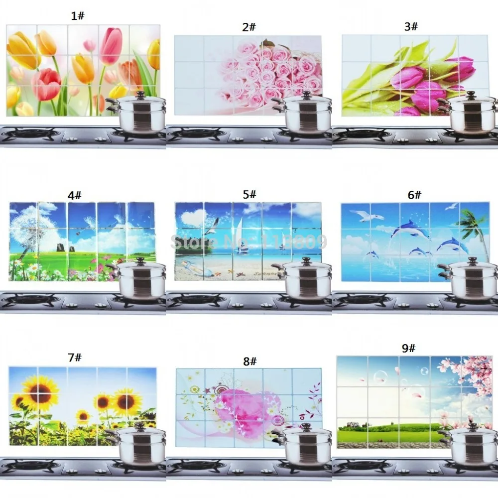 

Free Ship 75cm*45cm Various Korea High-grade Aluminum Copper Waterproof and Oil Sticker Kitchen Wall Stickers For Home Decor