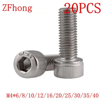 

20pcs/lot din912 stainless steel 304 M4*6 to 40mm hex socket cap head screw