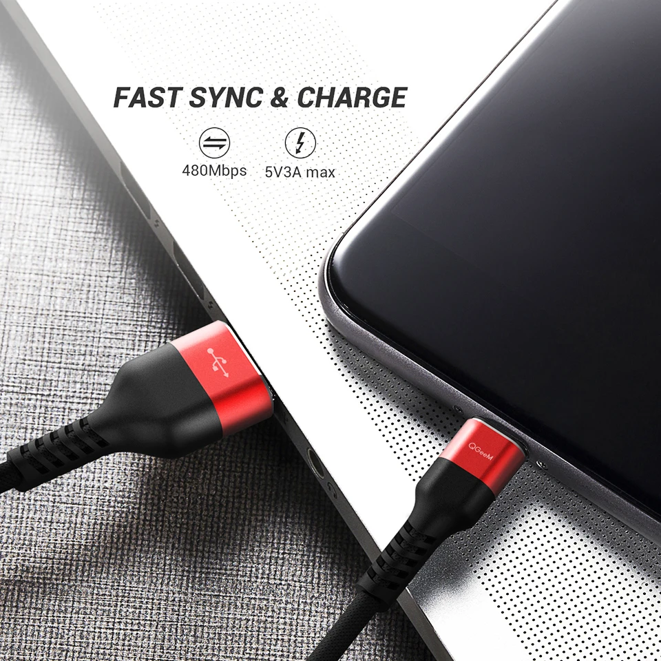 QGEEM USB نوع C كابل USB-C الهاتف المحمول سريع شحن USB كابل الشاحن لسامسونج غالاكسي S9 هواوي زميله 20 Xiaomi USB نوع-C