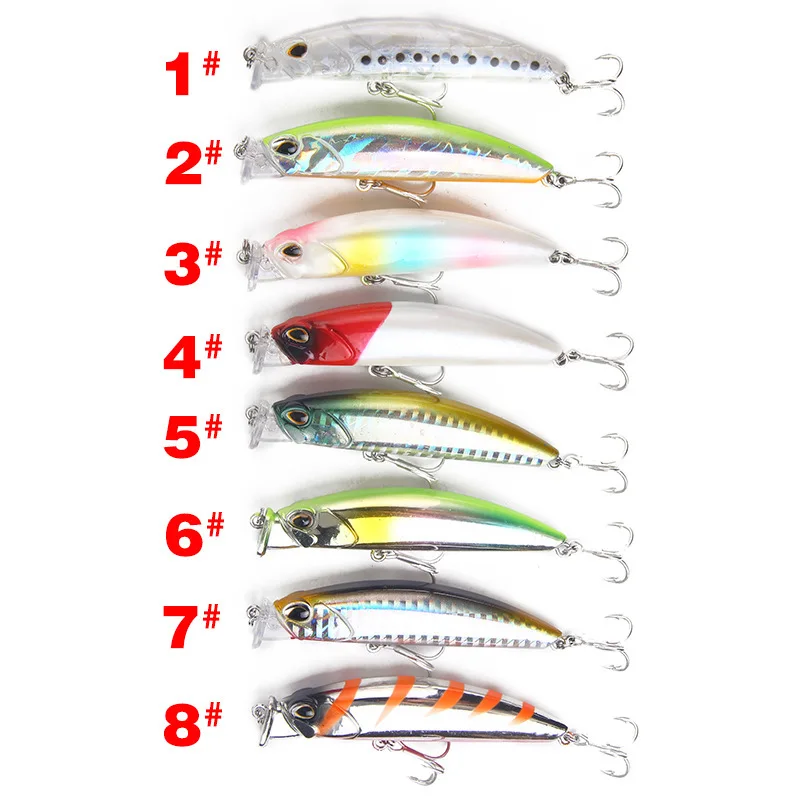 

8Pcs/lot Lifelike Floating Minnow Lure Artificial Hard Fishing Baits Lure with 2 Treble Hooks Tackle Pesca For Sea Lake River