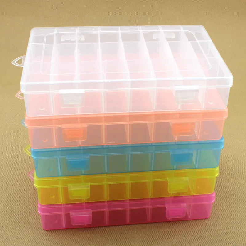 

24 Grid Plastic Storage Box Transparent Detachable Jewelry Boxes Home Sundries Jewelry Beads Storage Box Jewelry Organizers