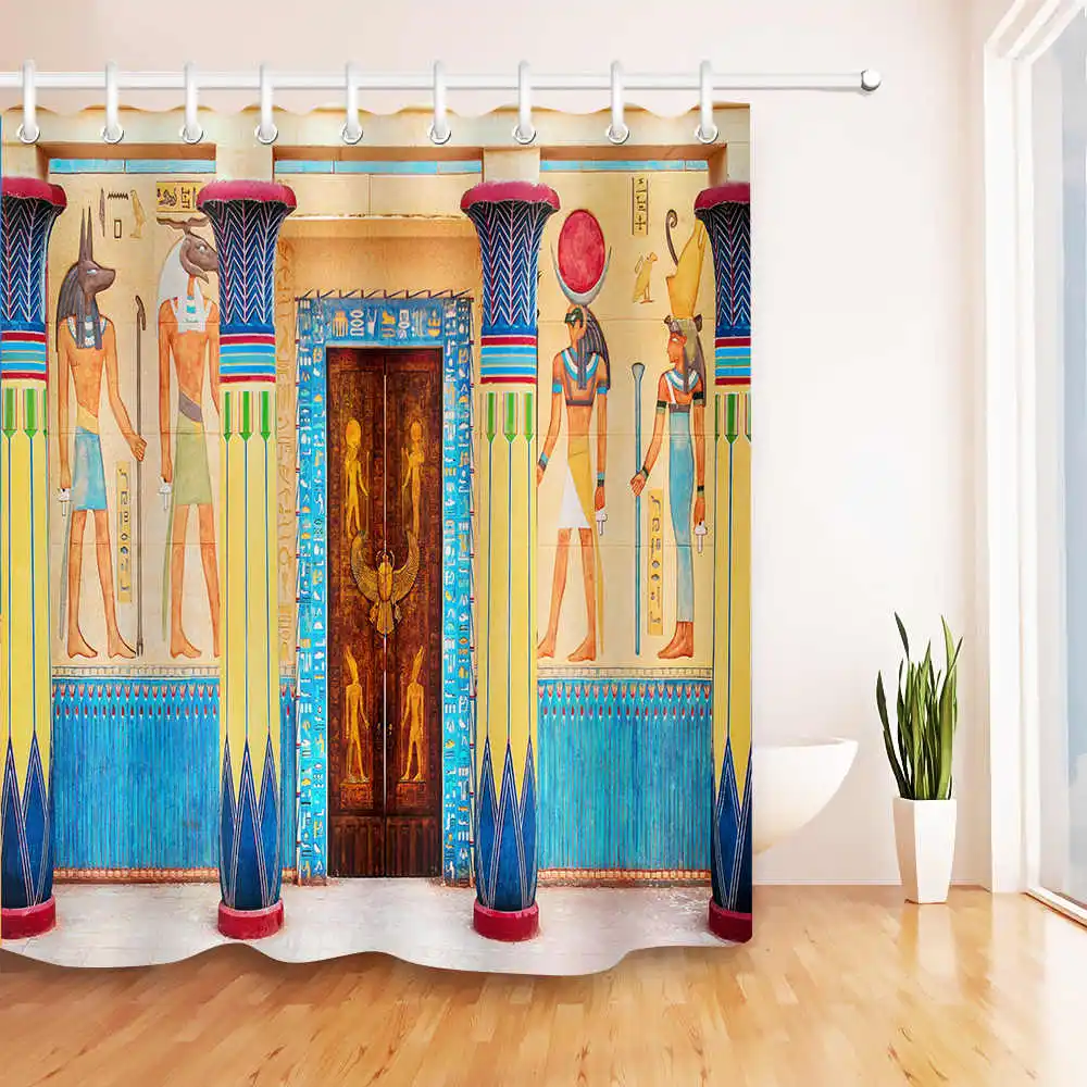 Древний египетский фараон африканская Пирамида дворца занавеска для душа Водонепроницаемый полиэстер ткань занавеска для ванной комнаты с крючками - Цвет: Egypt Palace 6801