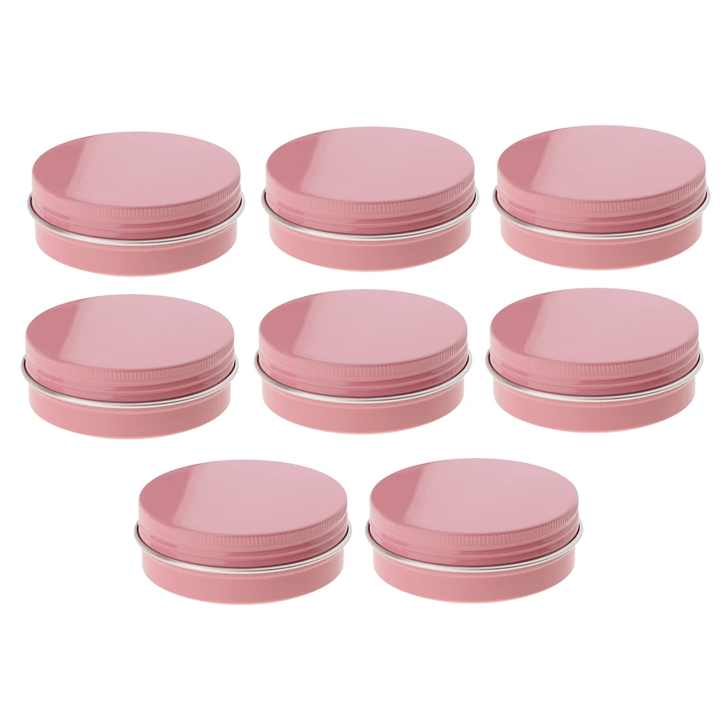 8PCS 60ml Pink Aluminium Lip Balm Pots Makeup Cosmetic Cream Jar Pot Bottle Container