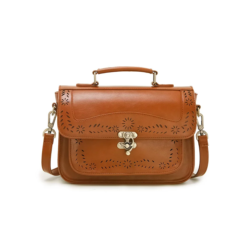 ECOSUSI, 10,7 дюймов, сумка-мессенджер, Женская открытая сумка на плечо, сумка из искусственной кожи, винтажная сумка, женская сумка через плечо, Ретро сумка - Цвет: Brown