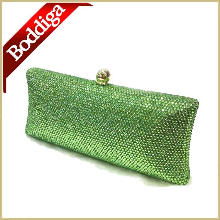 Luxury Crystals Ladies Evening Clutches Women Green box clutch Party