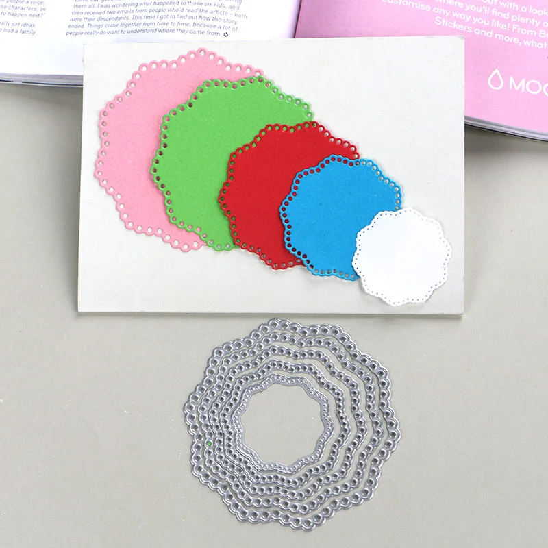 

DUOFEN METAL CUTTING DIES 5pcs set circle tag label border for stencil DIY Scrapbook Paper Album 2019 new