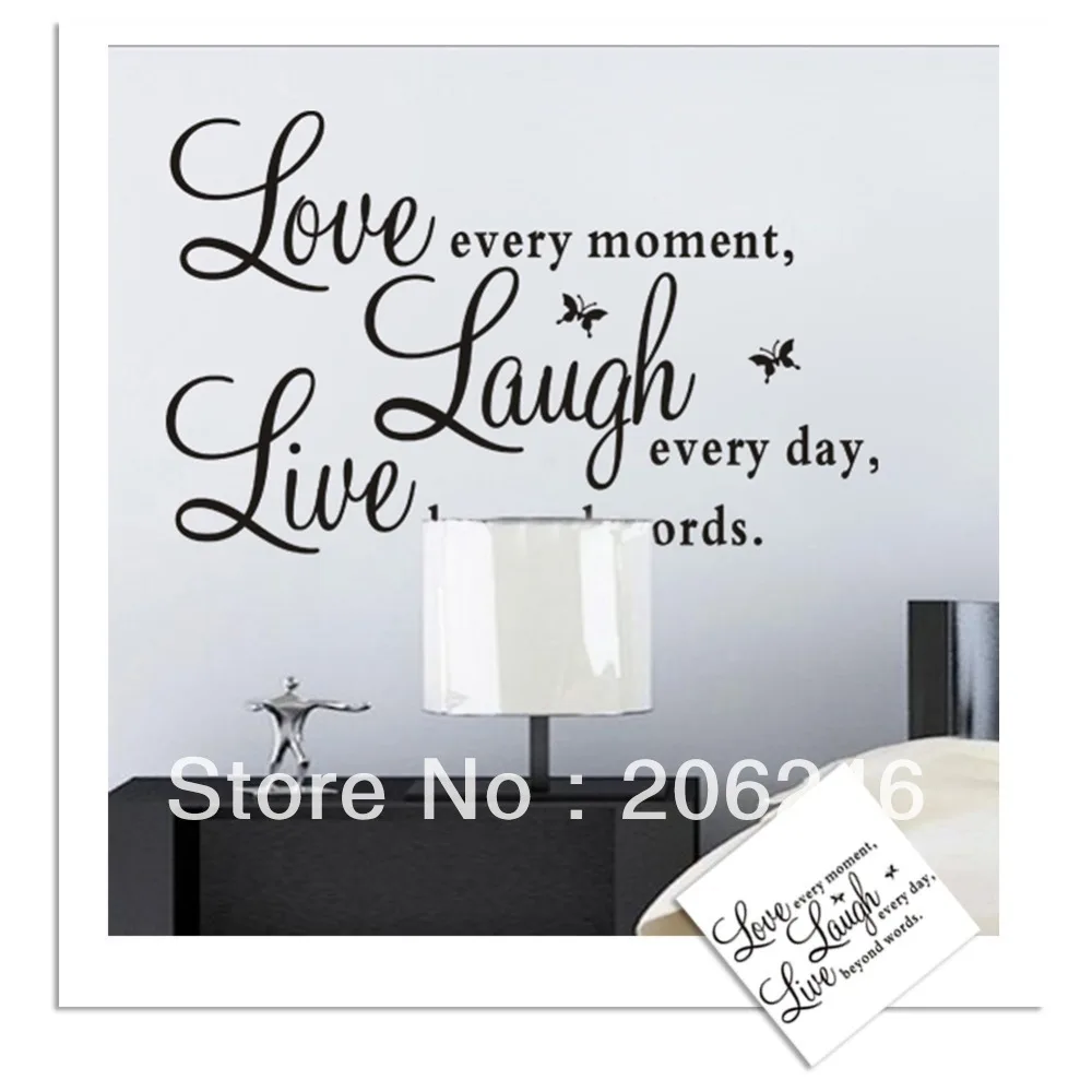 Free Shipping ZooYoo Original Live Laugh Love English Motto Wall Art