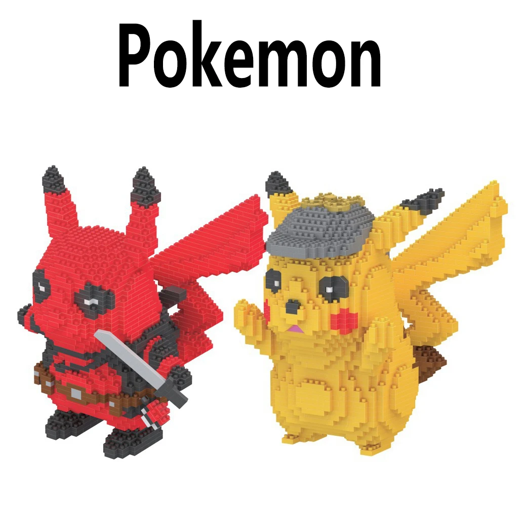 

Anime Movie Image Deadpool Poke Detective Pikachu Micro Diamond Building Block Bricks Toys