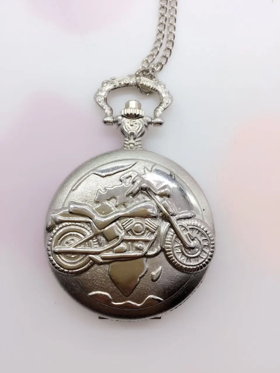 Silver motorcycle Quartz Pocket Watches for Men Women gift PB45in